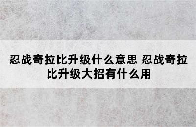 忍战奇拉比升级什么意思 忍战奇拉比升级大招有什么用